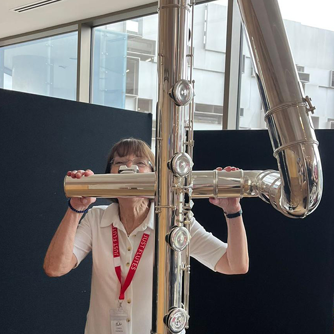 Chris Hankin with contra bass flute
